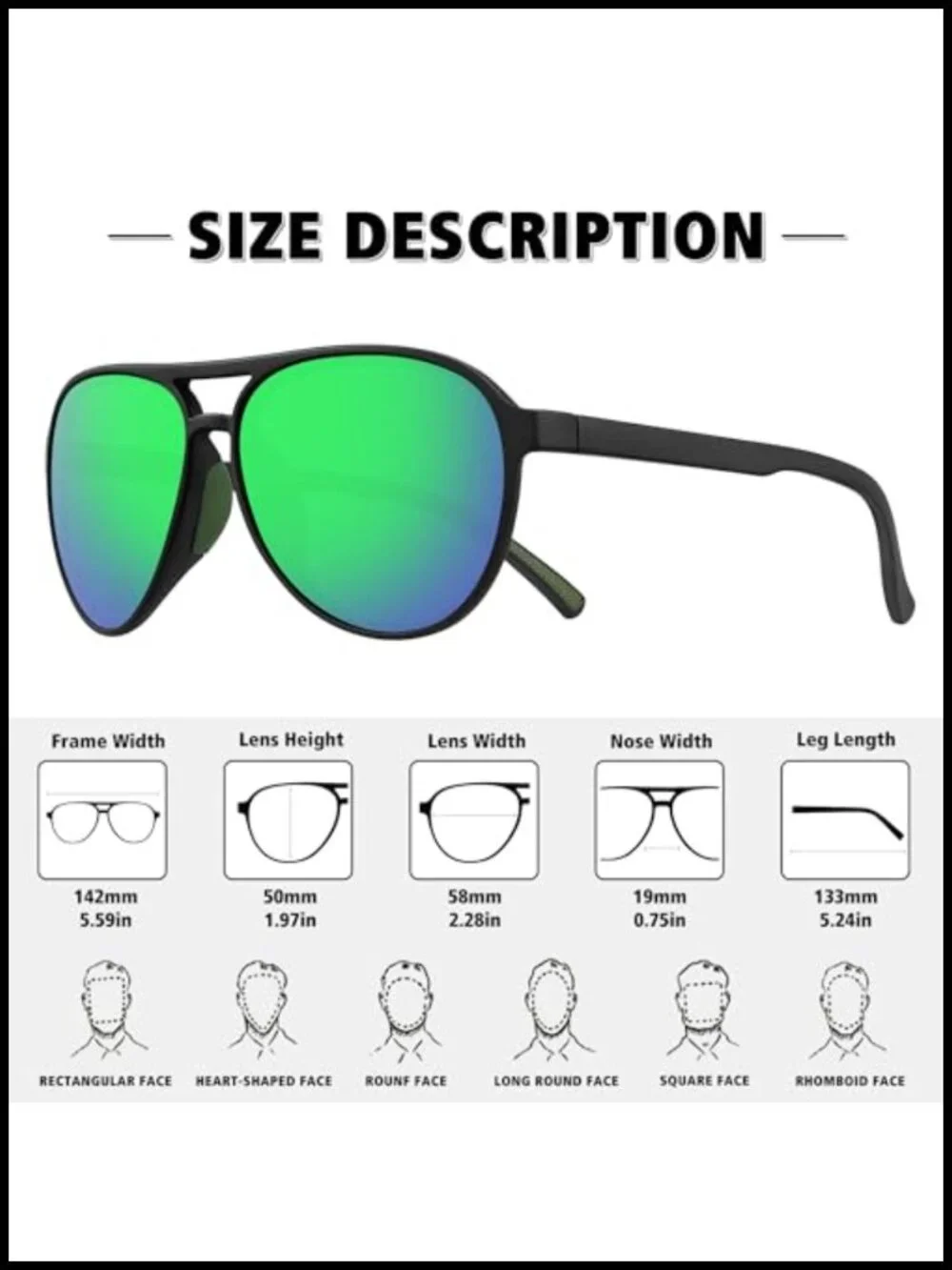 Polarized UV400 Aviator Sunglasses for Men Women Retro Sports Driving Running